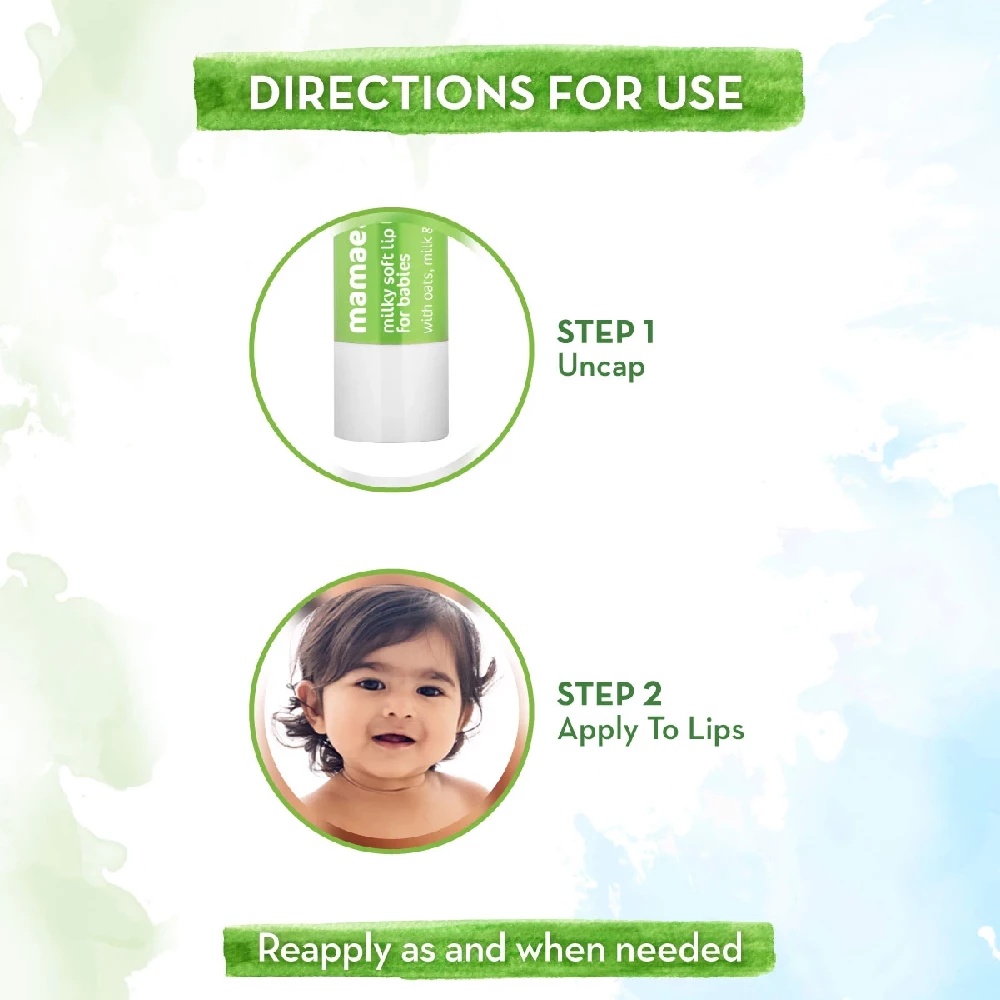Milky Soft Natural Lip Balm for Babies with Oats, Milk & Calendula, 4 g-4.webp